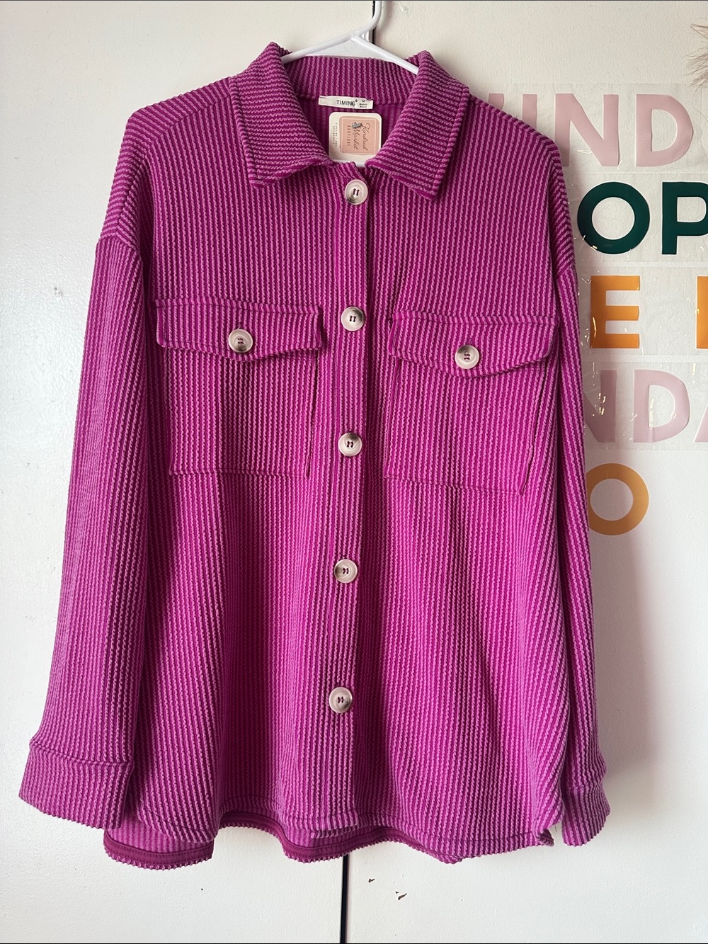 Timing Striped Waffle Knit Button Cardigan